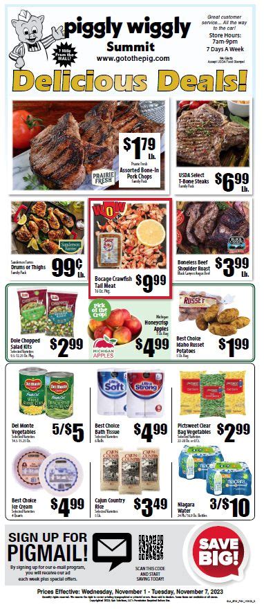 See the Piggly Wiggly normal store hours phone number, address, map and weekly ad for Laurel, MS. . Piggly wiggly summit ms weekly ad